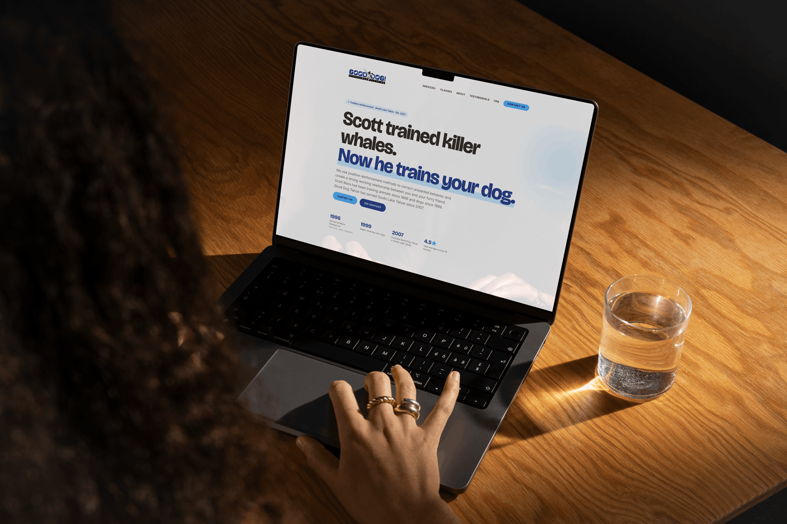 Good Dog Tahoe — a customer website built and run by Meanwhile — shown on a laptop